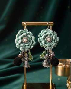 Háčkované  dizajnové náušnice "Život (S) umením"